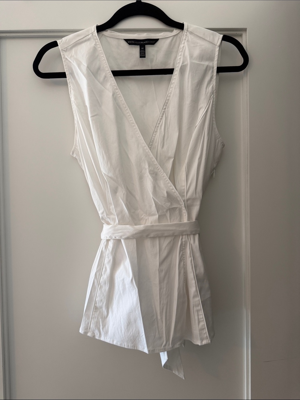 White House Black Market White Wrap-Front Sleeveless Blouse